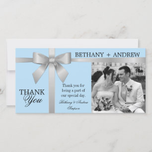 Merci de ruban argenté et de Mariage bleu clair