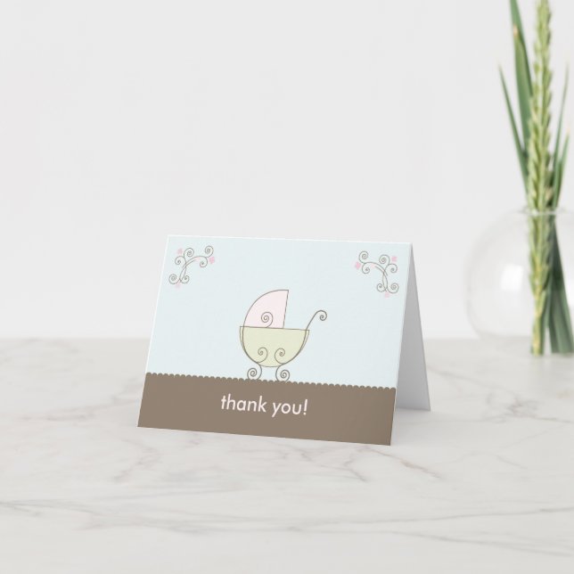 Merci de transport Baby shower - rose et vert (Devant)