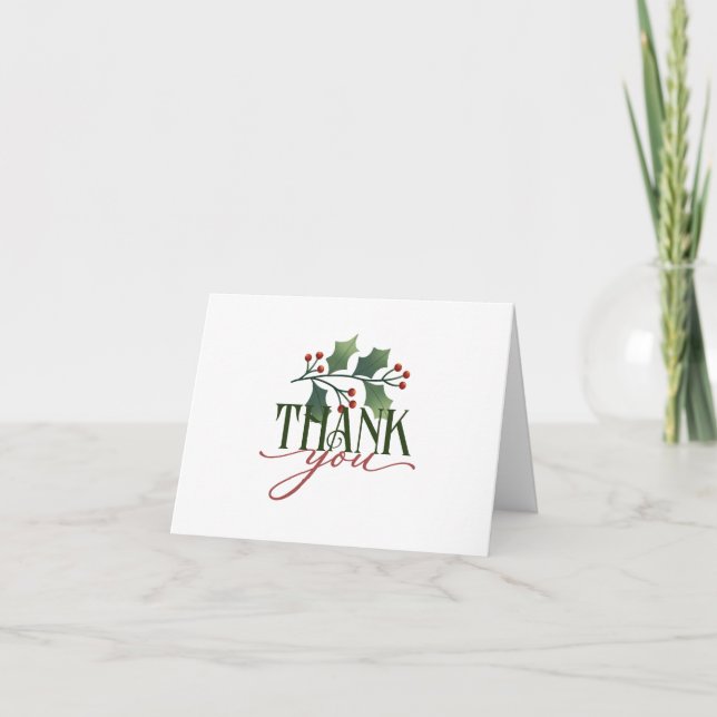 Merci décoratif avec Holly Sprig Carte de vacances (Devant)