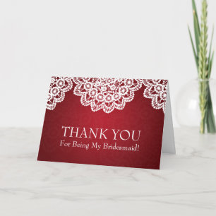 Merci Demoiselle d'Honneur Vintage Dentelle Rouge