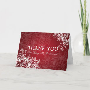 Merci Demoiselle d'Honneur Vintage Swirls Rouge