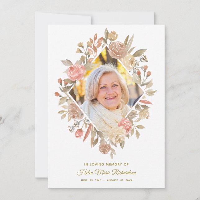 Merci d'enterrement de sympathie de photo de roses (Devant)