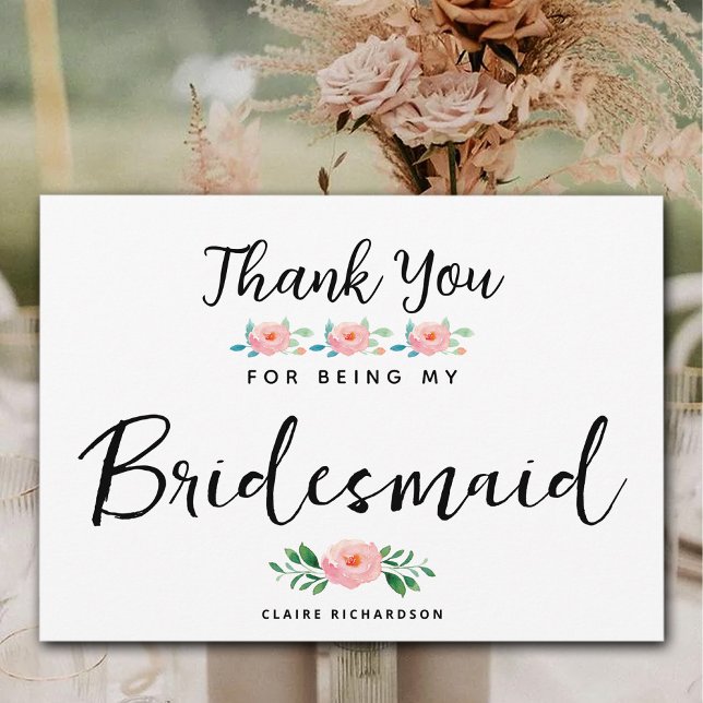 Merci d'être ma servante d'accueil | Maid of Honor (Thanks for Being My Bridesmaid | Maid of Honour Thank You Card)