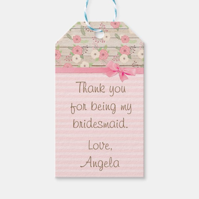 Merci d'être mon étiquette cadeau de demoiselle d' (Devant)