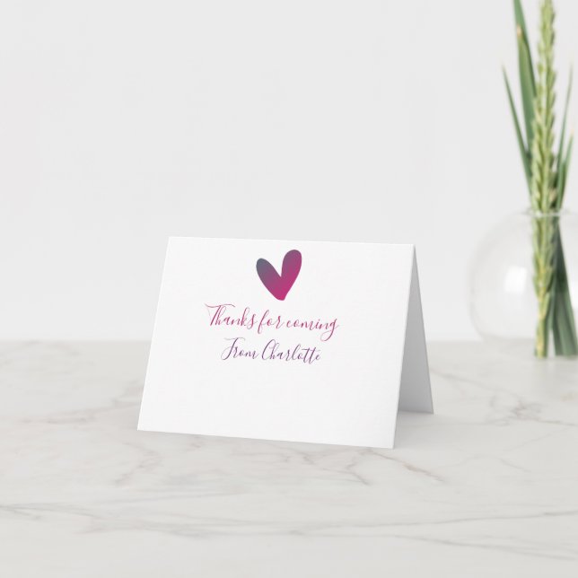 merci d'être venu nom du texte message cœur rose (Devant)
