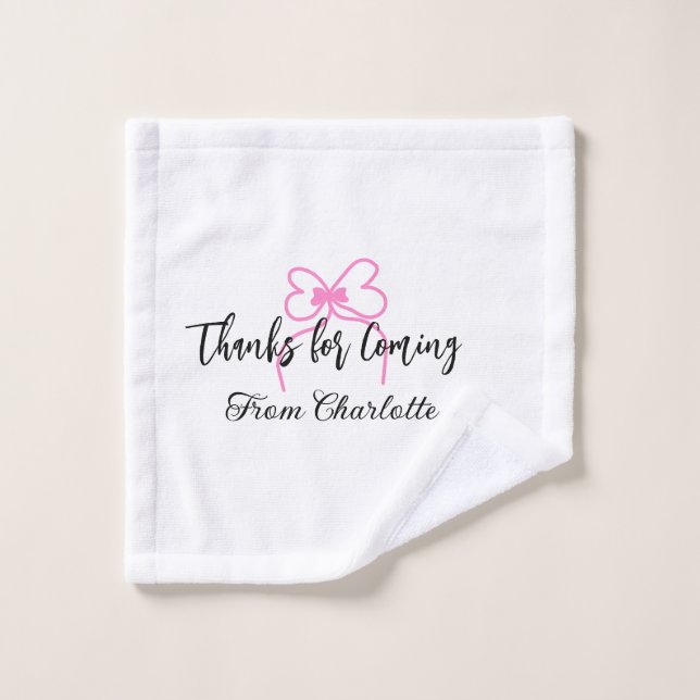 merci d'être venu nom du texte message ruban rose  (Gant de toilette)