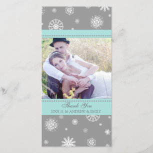 Merci d'hiver Mariage Carte photo gris bleu