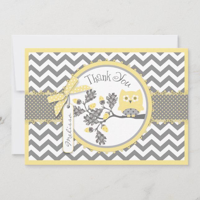 Merci d'impression de hibou jaune et de Chevron (Devant)