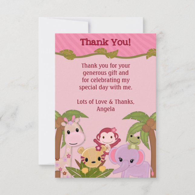 Merci doux de douche ROSE de bébés de jungle PLAT (Devant)