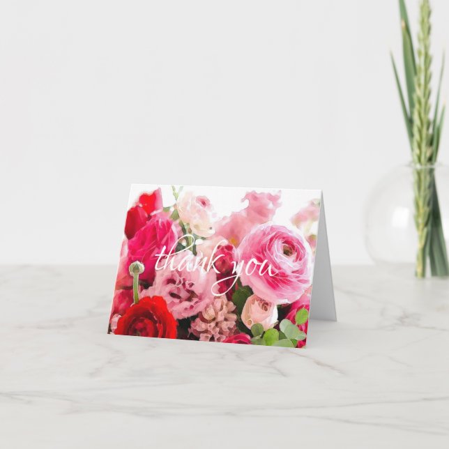 Merci Écriture Manuscrite Aquarelle Roses Chic (Devant)