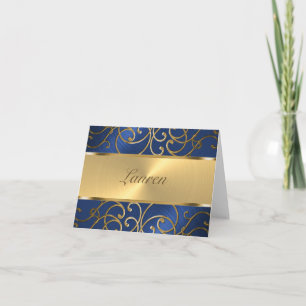 Merci Elegant Blue et Gold Filigree