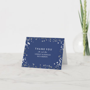 Merci élégant de mariage de confettis d'argent et
