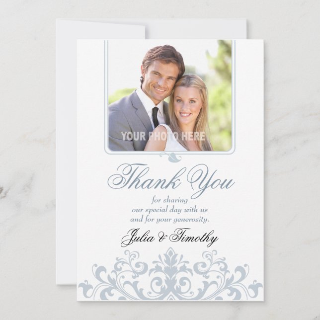 Merci élégant de mariage (vertical) (Devant)