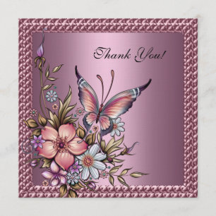Merci Elegant Floral Butterfly Rose