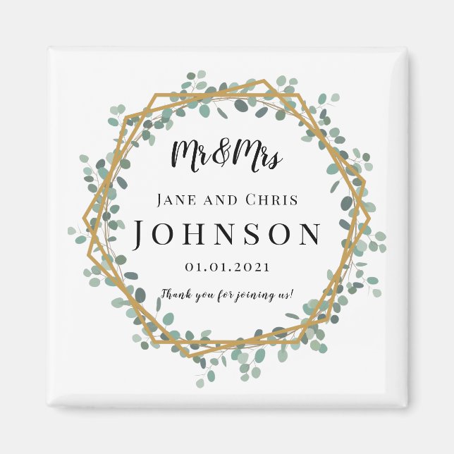 Merci Elégant Magnets de verdure pour Mariage (Devant)