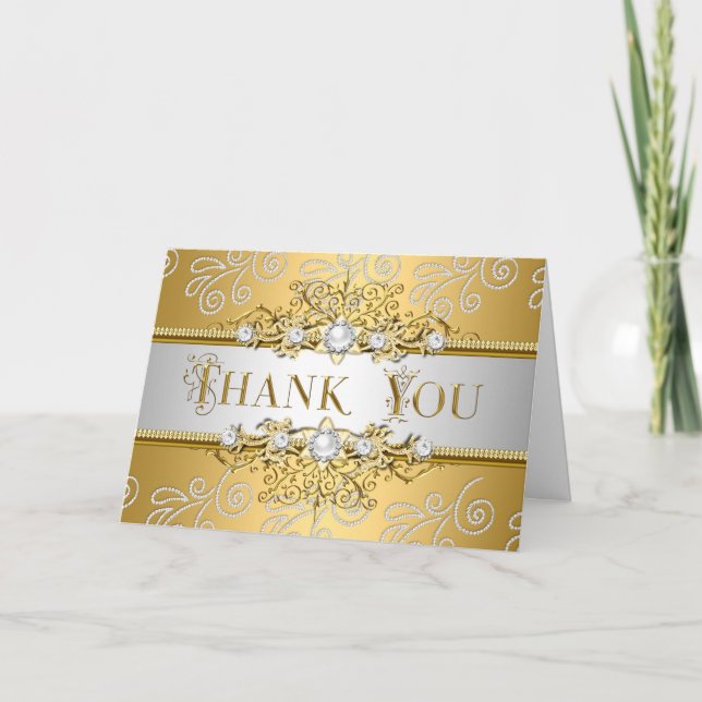 Merci Élégant Or Argent dentelle Diamant Superposi (Devant)