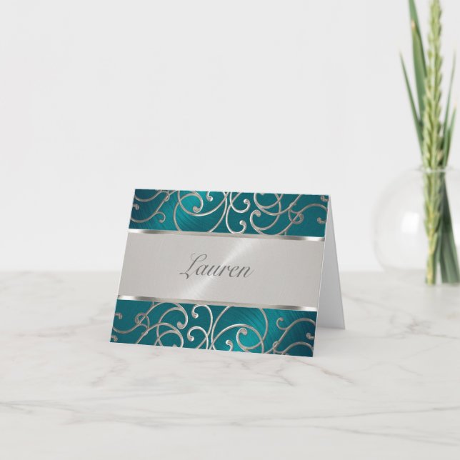 Merci élégant Turquoise bleu et argent Filigree (Devant)