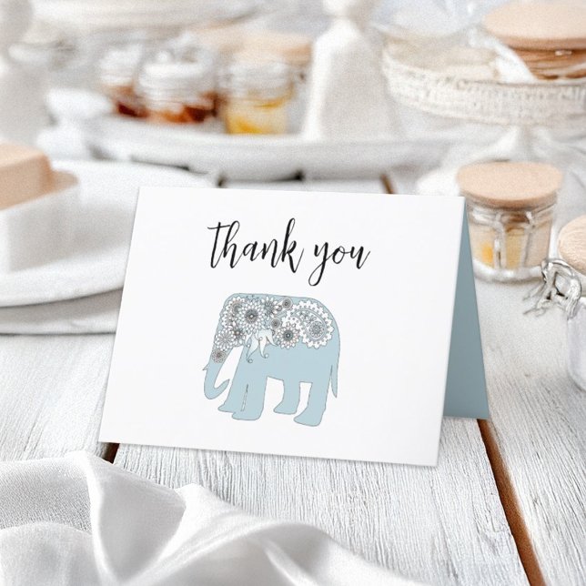 Merci Elégante Blue Paisley Elephant Card (Créateur téléchargé)