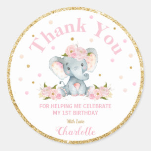 Merci éléphant Sticker Étiquettes Anniversaire Fav