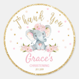 Merci éléphant Sticker Étiquettes Baptême favorise