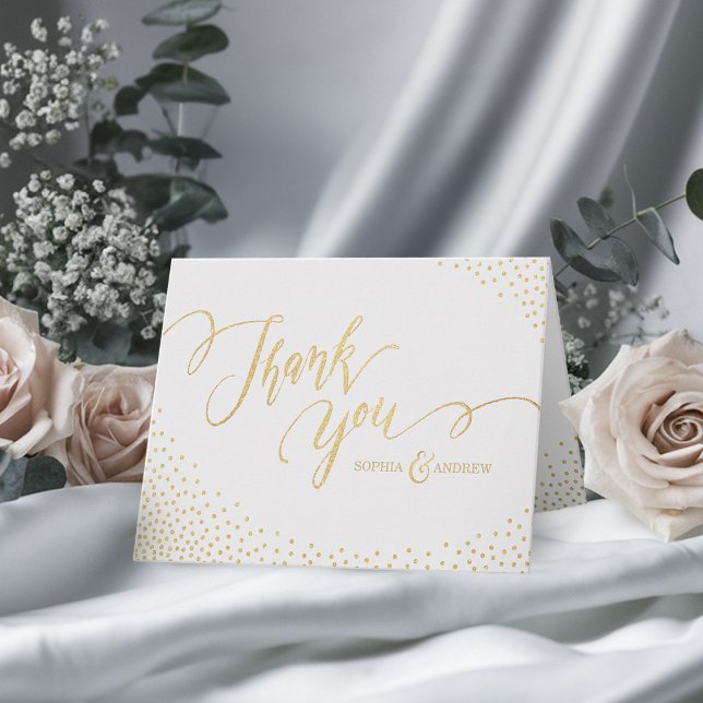 Merci en calligraphie avec paillettes de faux or m (Editable faux gold glitter calligraphy thank you)