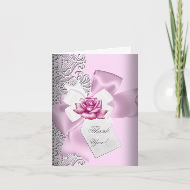 Merci En Dentelle Rose Foncé Blanc Gris (Devant)