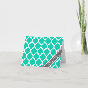 Merci en treillis Turquoise et gris clair