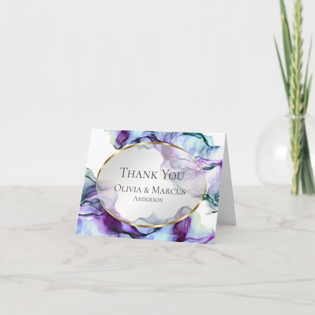 Merci | Encre aquarelle violette abstraite (Devant)