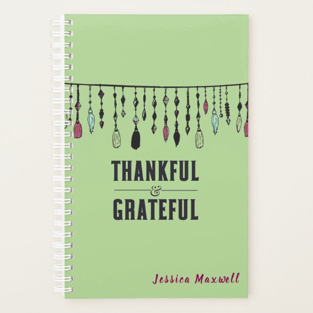 Merci et Grateful Boho Tassels Spiral Planner (Devant)