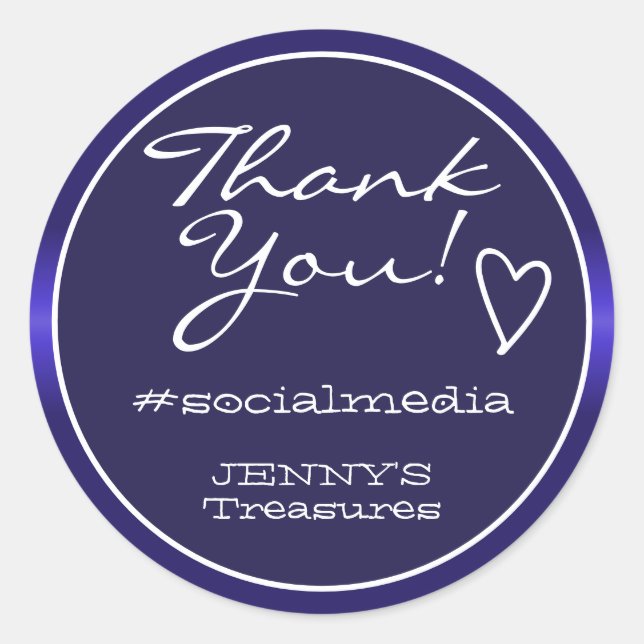 Merci Étiquette Bleu Ombre Chrome Acier élégant (Devant)