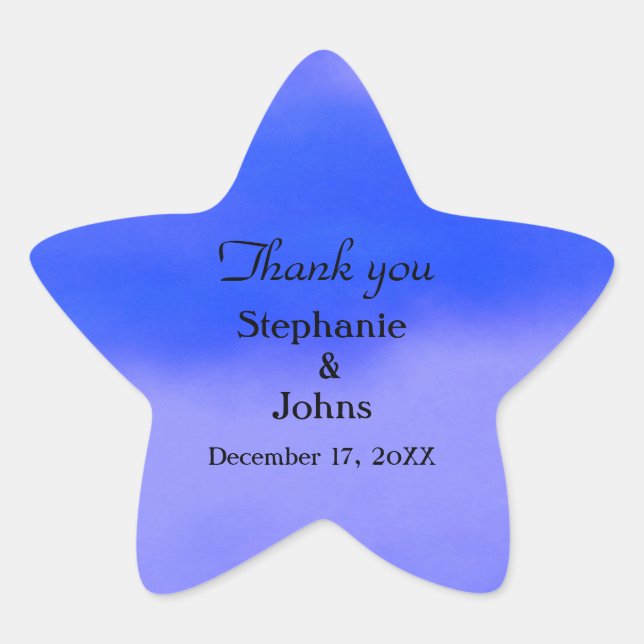 Merci Étiquette Deep Blue Cloud Abstrait Mariage (Devant)