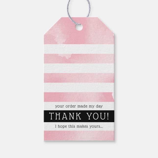 MERCI ÉTIQUETTE moderne rayure rose blush aquarell (Devant)