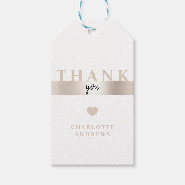 Merci! Étiquettes cadeaux Gold du salon moderne (Devant)