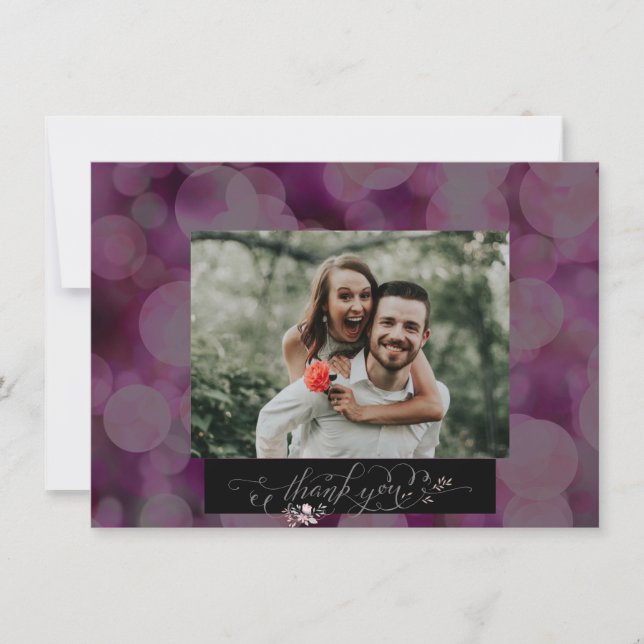 Merci Fancy Script Photo Buble Frame Card (Devant)