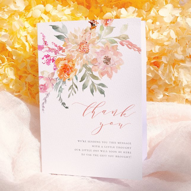 Merci | Fête de Naissance Florale Printanière Rose (Créateur téléchargé)