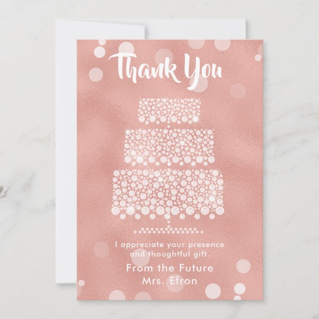 Merci Fête des mariées Mariage Gâteau Rose or (Devant)