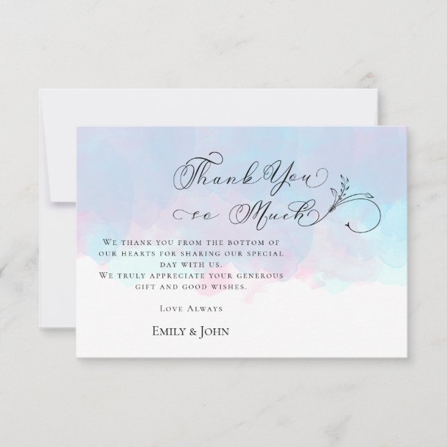 Merci Feuille Script Photo Pastel Watercolor Maria (Devant)