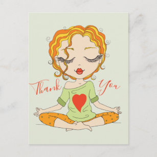 Merci fille Yoga mignonne   Carte postale à cheveu