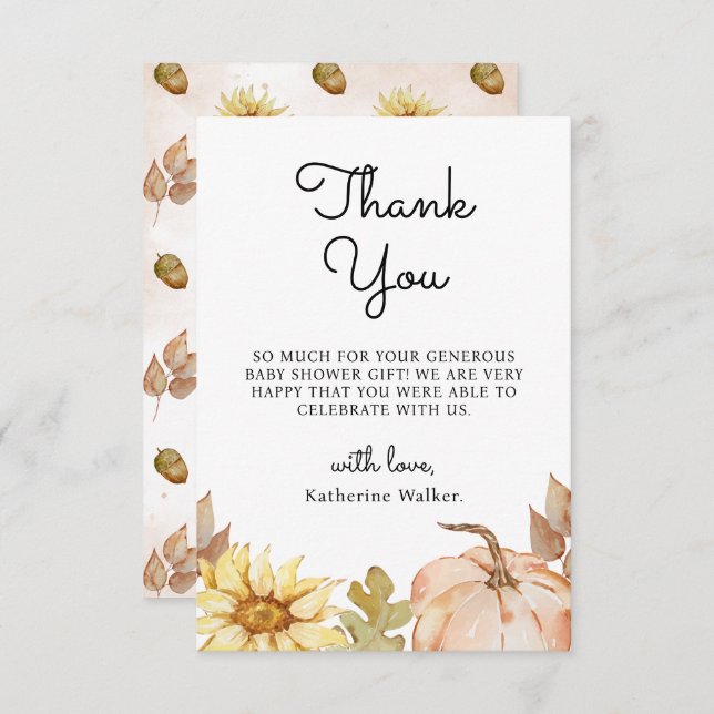 Merci Fleurs Citrouilles Baby shower d'automne (Devant / Derrière)