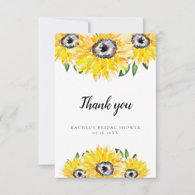 Merci Fleurs de tournesol Mariage Watercolor Flore (Devant)