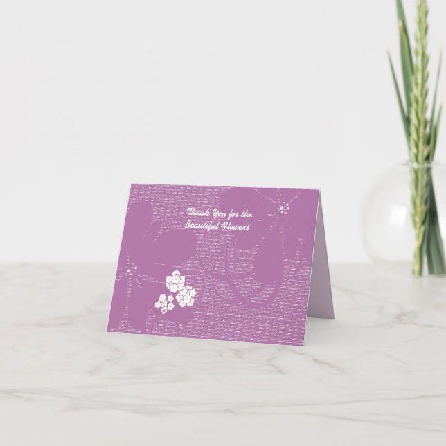 Merci Fleurs Pastel Purple Floral Note Card (Devant)
