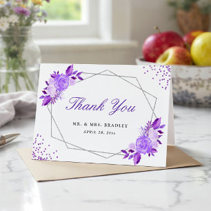 Merci floral à cadre argenté violet classique