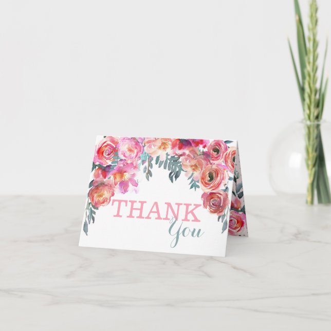 Merci floral de baisse d'aquarelle élégante (Devant)