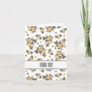 Merci floral jaune et bleu