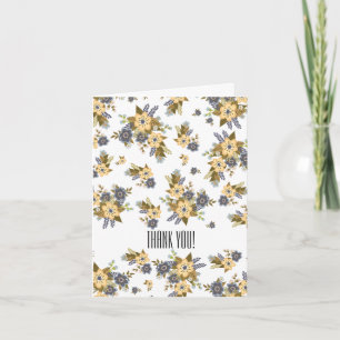 Merci floral jaune et bleu