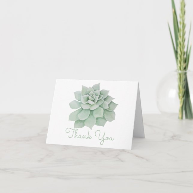 Merci floral Mint Vert Aquarelle Succulente (Devant)