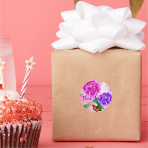 Merci floral simple autocollant d'emballage cadeau