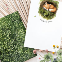 Merci Fox Woodland Baby shower aquarelle