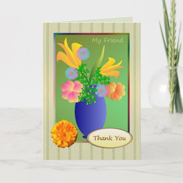 Merci Friend - Fleurs exotiques dans un vase Card (Devant)