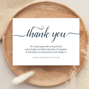 Merci Funérailles Merci Note Carte de deuil